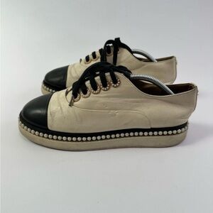 CHANEL Oxfords with Faux Pearls